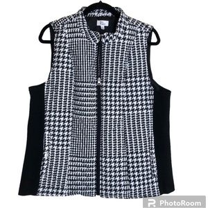 Kim Rogers Houndstooth Zip Up Vest Womens Large Outerwear Stretch
